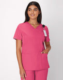Hanes Comfort Fit Scrubs Women's Rib Back Scrub Top Fuchsia Pink