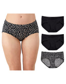 Maidenform Everyday Luxe Stretch Micro Bikini, 3-Pack Black/Black/Black Moon Dot