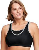 Glamorise Full Figure Plus Size No-Bounce Camisole Wirefree Sports Bra Black/Logo Trim