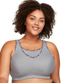 Glamorise Full Figure Plus Size No-Bounce Camisole Wirefree Sports Bra Soft Grey