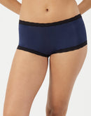 Maidenform One Fab Fit Microfiber Boyshort Underwear With Lace Navy Black