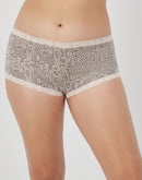 Maidenform One Fab Fit Microfiber Boyshort Underwear With Lace Classic Leopard Sandshell/Sandshell