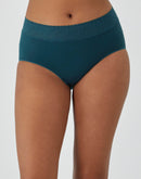 Bali Modern Seamless Lace Trim Brief Underwear Juniper Blue