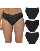 Maidenform Perfect Fit Stretch Lace High Leg Underwear, 3-Pack Black/Black/Black