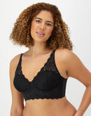 Maidenform Lightly Lined Convertible Lace Bralette Black