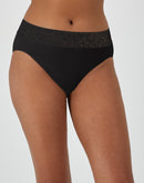 Bali Modern Seamless Lace Trim Hi-Cut Underwear Black