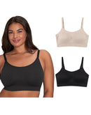 Playtex Seamless Full Coverage Wireless Bra, 2-Pack Black/Almond