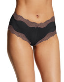 Maidenform Scalloped Lace Trim Cheeky Hipster Black/Rum Raisin