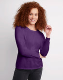 Hanes Women's Long Sleeve Cotton T-Shirt Violet Splendor
