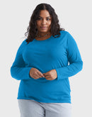 Hanes Women's Long Sleeve Scoop Neck Cotton T-Shirt (Plus Size) Deep Dive