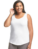 Hanes Just My Size Women's Cotton Jersey Tank, Shirttail Hem (Plus ) White
