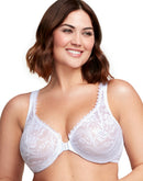 Glamorise Full Figure Plus Size WonderWire Front Close Stretch Lace Bra White