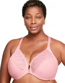 Glamorise Full Figure Plus Size Front Close Lace T-Back WonderWire Bra Blush Pink