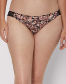 Maidenform Lace Back Tanga Underwear Abstract Black Floral