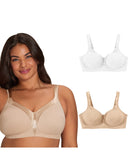 Playtex 18 Hour Silky Soft Smoothing Cool & Breathable Wireless Bra, 2-Pack White/Nude