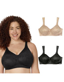 Playtex 18 Hour Ultimate Lift & Support Wireless Bra, 2-Pack Nude/Black