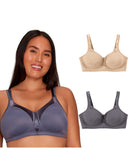 Playtex 18 Hour Silky Soft Smoothing Cool & Breathable Wireless Bra, 2-Pack Private Jet/Nude
