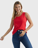 Hanes Women's Mini-Ribbed Cotton Tank Red Spark