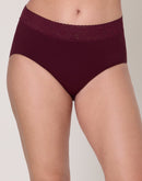 Bali Modern Seamless Lace Trim Brief Underwear Midnight Rouge