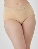Bali Modern Seamless Lace Trim Brief Underwear Almond
