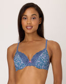 Maidenform Comfort Devotion Convertible Underwire Bra, Full Coverage Dungaree Blue Ditsy Prt