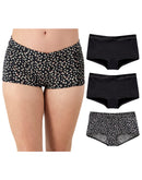 Maidenform Everyday Luxe Stretch Micro Boyshort, 3-Pack Black/Black/Black Moon Dot