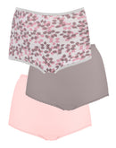Bali Skimp Skamp Brief, 3-Pack Tender Bud Print/Warm Steel/Tender Pink