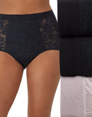 Bali Breathe Cotton Modal Lace High Rise Brief, 3-Pack Black/Black/Gloss