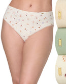 Bali Lux Cotton Essentials Hipster Underwear, 3-Pack Tropical Sand H/Seagrass/Poppy Print