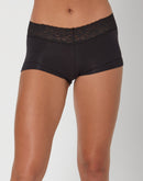 Maidenform Cotton Boyshort with Lace Black