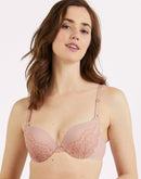 Maidenform Push Up & In Underwire Bra Sheer Pale Pink/Rose Gold
