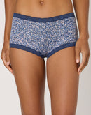 Maidenform One Fab Fit Microfiber Boyshort Underwear With Lace Navy Eclipse Ditsy Dot Prt