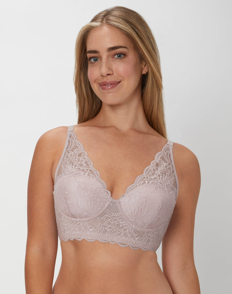 Maidenform Lightly Lined Convertible Lace Bralette Evening Blush Bloom