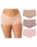 Maidenform Everyday Luxe Stretch Micro Boyshort, 3-Pack Almond/Evening Blush/Pretty Blush