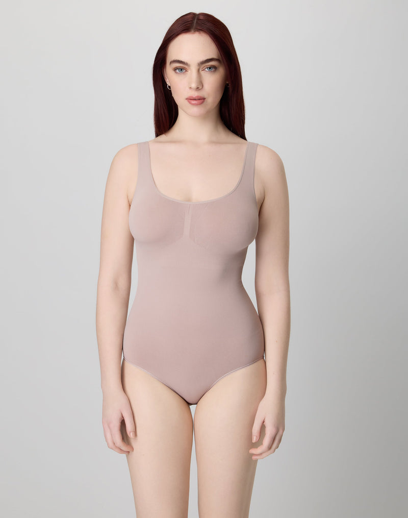 Maidenform Seamless Full-Coverage Bodysuit Shapewear Evening Blush