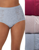 Bali Breathe Cotton Modal Lace High Rise Brief, 3-Pack Deep Cerise/Gloss/Silver Satin