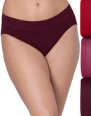 Bali Modern Seamless Lace Trim Hi-Cut Underwear, 3-Pack Rosy Red/Mauve/Midnight Rouge