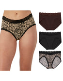 Maidenform Everyday Luxe Stretch Micro Bikini, 3-Pack Just Brown Lace/Black Tonal Animal Allure