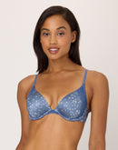 Maidenform Natural Boost Demi T-Shirt Underwire Bra Dungaree Blue Star Prt
