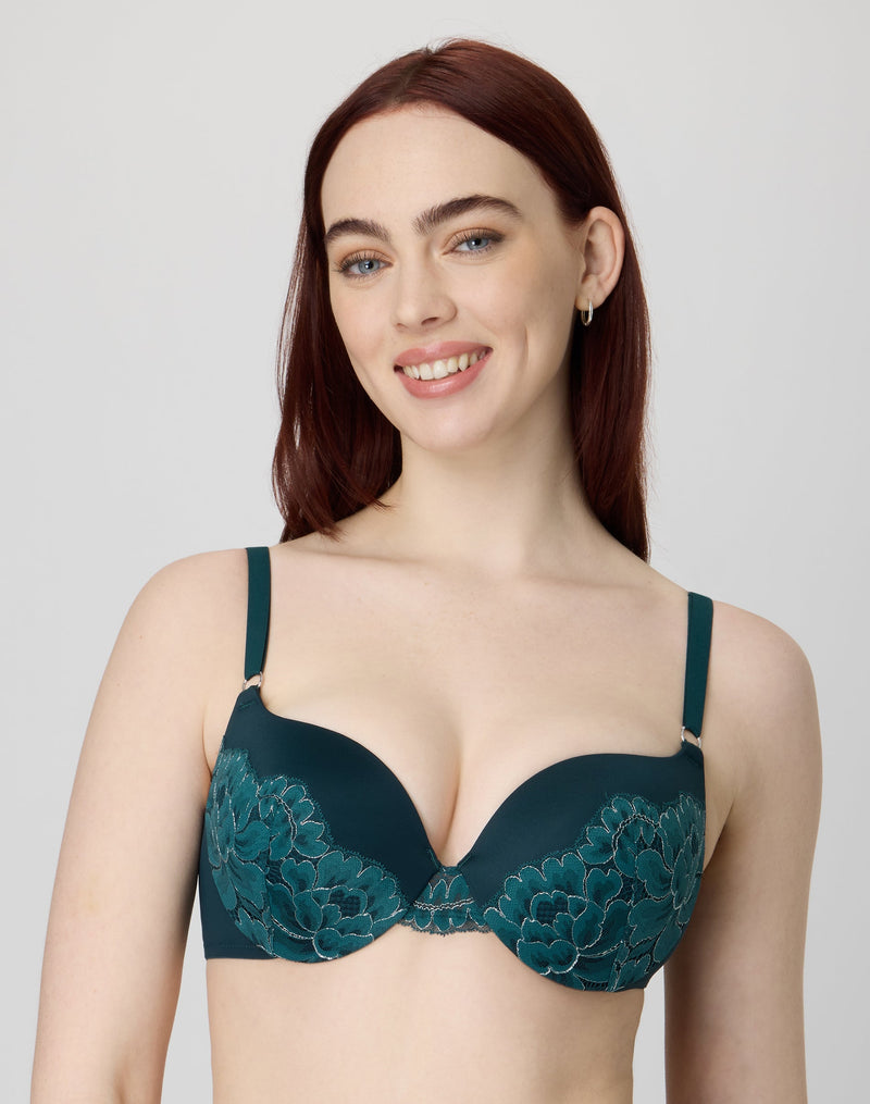 Maidenform Push Up & In Underwire Bra Fashion Green W/ Silver