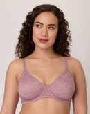 Bali Breathe Cotton Modal Lace Underwire Bra Smokey Purple Mauve