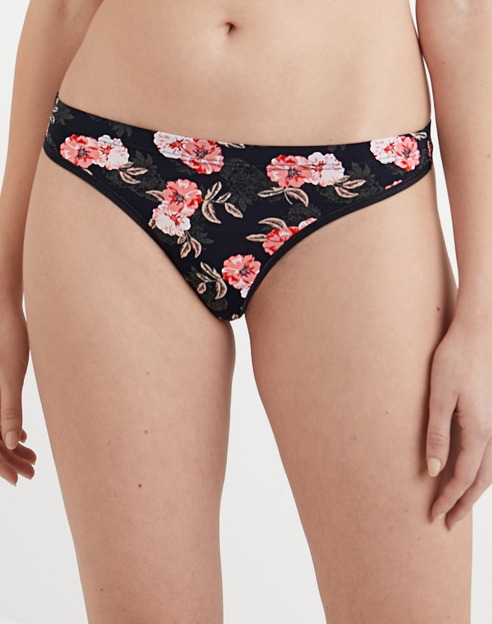 Maidenform Barely There Thong Oil Flower Black