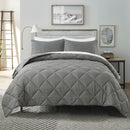 JML 3 Pieces Dark Gray Queen Comforter Set, Soft Microfiber Bedding Set With 1 Comforter and 2 Pillow Cases Suit for All Seasons