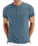 JWD Classic henley style Three button henley closure, Mens Henley Short Sleeve T-Shirt Cotton Casual Shirt Mens ShirtsSummer Daily T-Shirts