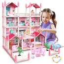 JoyStone Play Dollhouse with Doll Toy Figures and 14 Rooms Furniture Kids Ages 3+