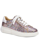 KATE SPADE NEW YORK Womens Silver Cushioned Glitter Lift Round Toe Wedge Lace Shoes 5.5 B