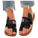 KBODIU Women's Comfort Slides Summer Embroidered Flowers Flip-Flops Flat Slippers Black 39