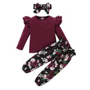 KIMI BEAR Toddler Girls Outfits 2T Toddler Girls Autumn Winter Outfits 3PCs Set Red
