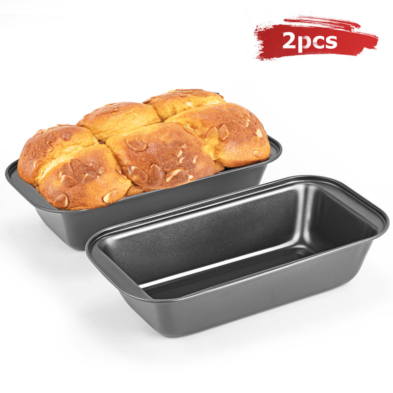KITESSENSU 2 Pack Bread Pan, Nonstick Loaf Pan with Easy Grips Handles, Carbon Steel Loaf Pans for Baking, Gray
