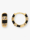 Kate Spade New York Earrings Rare Form Striped Huggies in Black